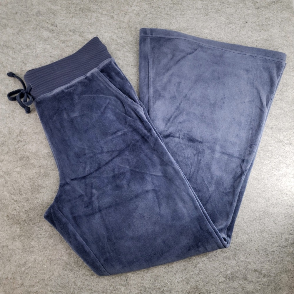 Aerie Blue Velour‎ Velvet Flare Sweatpants Wide Leg Loungewear Womens Large L